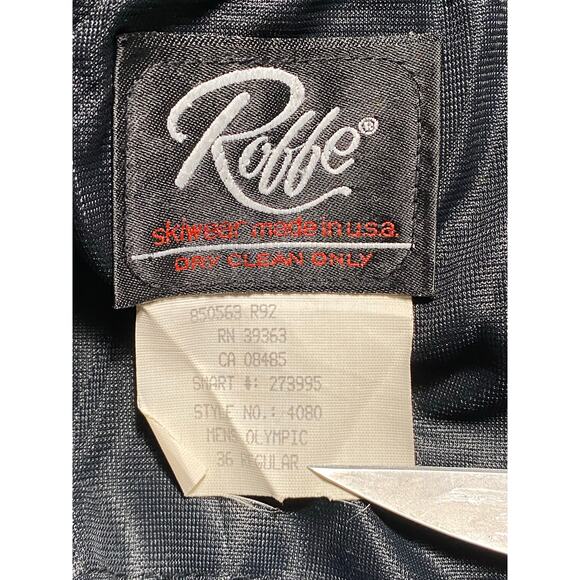 Vintage Roffe Mens Navy Blue W/Red Trim Olympic Ski Pants USA Made - size 36 R - Picture 11 of 12